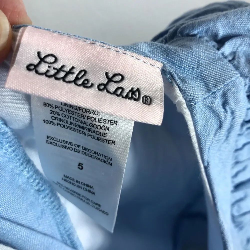 Little Lass Blue Dress With White Flowers Girls Toddler Size 5